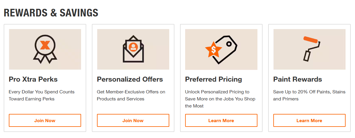 Home Depot loyalty program page